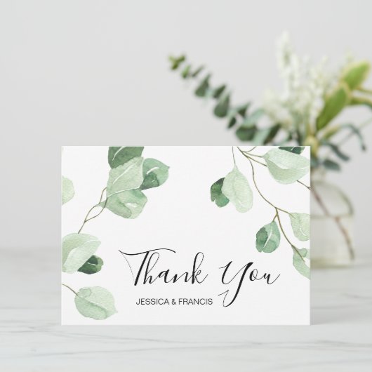 waterverf eucalyptus bruiloft dank u kaart (Staand voorkant)