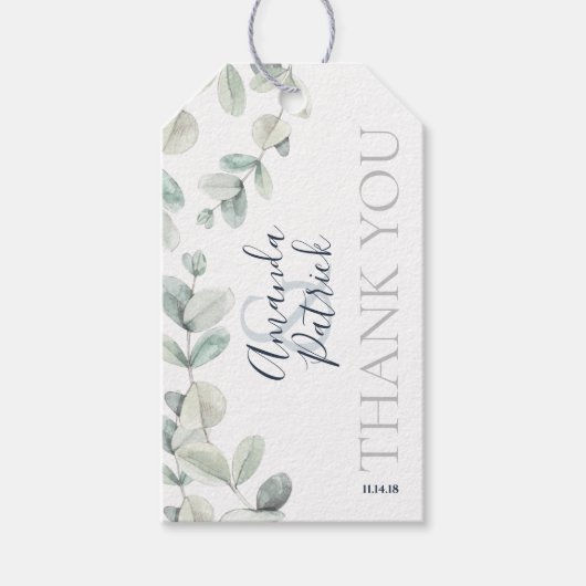 Waterverf eucalyptus bruiloft dank u Labels Cadeaulabel (Voorkant)