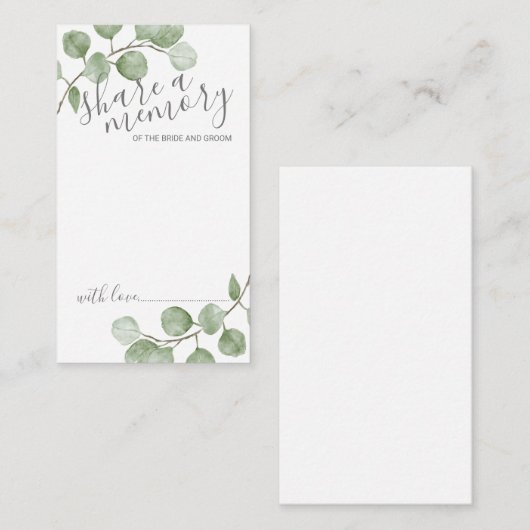 Waterverf Eucalyptus bruiloft 'Deel een herinnerin Advieskaart (Voorkant / Achterkant)