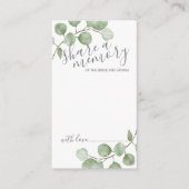 Waterverf Eucalyptus bruiloft 'Deel een herinnerin Advieskaart (Voorkant)