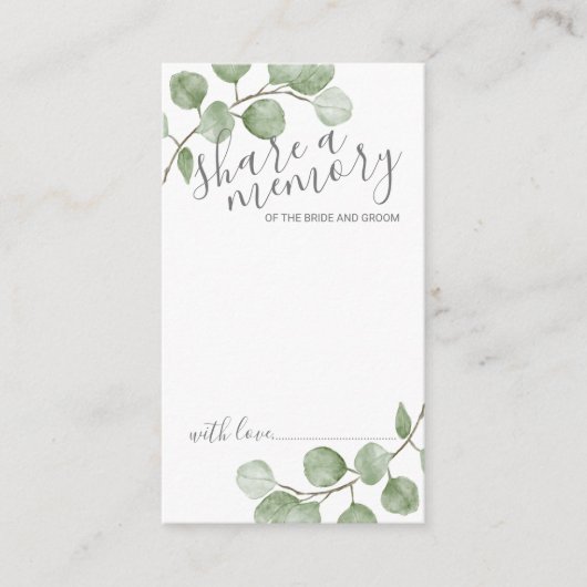 Waterverf Eucalyptus bruiloft 'Deel een herinnerin Advieskaart (Voorkant)