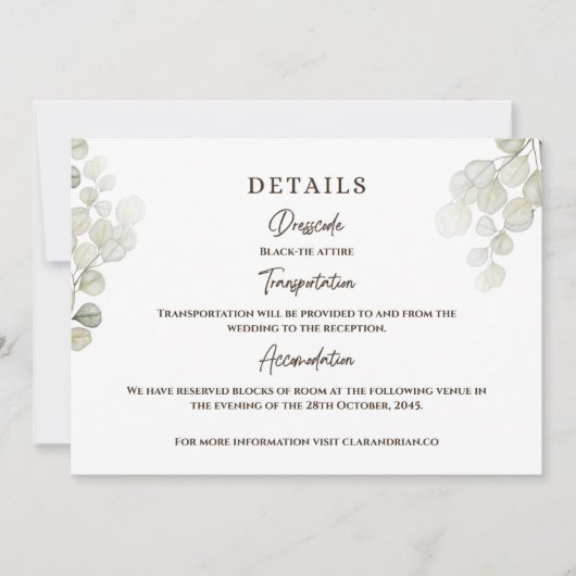 Waterverf Eucalyptus bruiloft details Kaart (Voorkant)