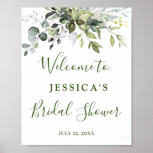 Waterverf Eucalyptus Bruiloft Feest Welkomstbord Poster