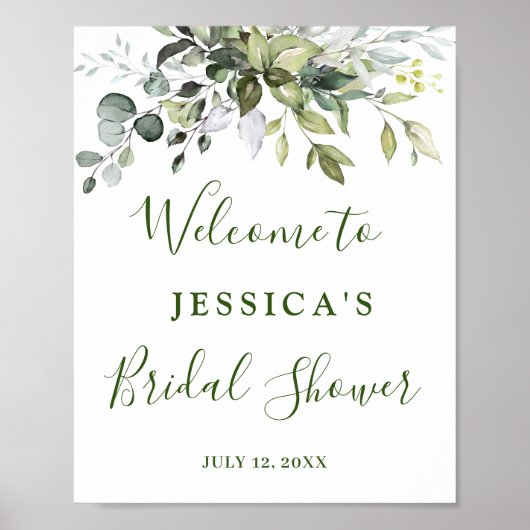 Waterverf Eucalyptus Bruiloft Feest Welkomstbord Poster (Voorkant)
