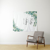 Waterverf Eucalyptus Bruiloft Foto Booth Wandkleed (In Situ (horizontaal))
