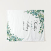 Waterverf Eucalyptus Bruiloft Foto Booth Wandkleed (Voorkant (horizontaal))