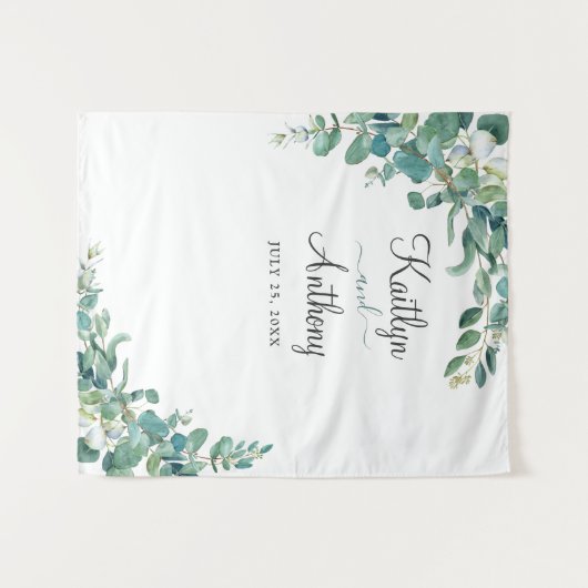 Waterverf eucalyptus bruiloft fotocabine wandkleed (Voorkant (horizontaal))