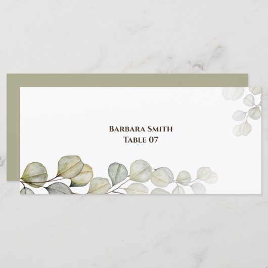 Waterverf Eucalyptus bruiloft geplaatst Kaart (Voorkant / Achterkant)