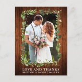 Waterverf Eucalyptus bruiloft liefde Bedankt Hout Briefkaart (Voorkant)