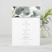 Waterverf eucalyptus bruiloft uitnodiging (Staand voorkant)