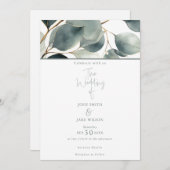 Waterverf eucalyptus bruiloft uitnodiging (Voorkant / Achterkant)