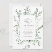 Waterverf eucalyptus bruiloft uitnodiging (Voorkant)