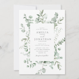 Waterverf eucalyptus bruiloft uitnodiging