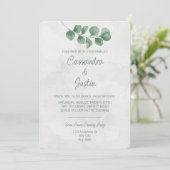 Waterverf eucalyptus bruiloft uitnodiging (Staand voorkant)