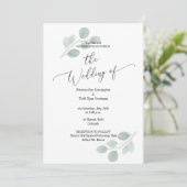 Waterverf Eucalyptus Bruiloft Uitnodiging geen fot (Staand voorkant)