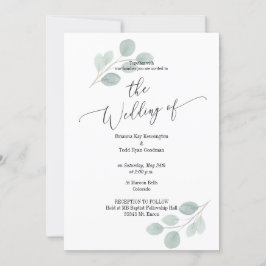 Waterverf Eucalyptus Bruiloft Uitnodiging geen fot