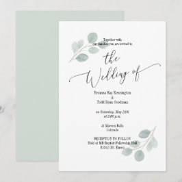 Waterverf Eucalyptus Bruiloft Uitnodiging geen fot