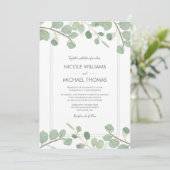 Waterverf eucalyptus bruiloft uitnodigingen (Staand voorkant)