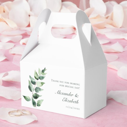 Waterverf Eucalyptus Bruiloft | Wit Bedankdoosjes (Huwelijk)