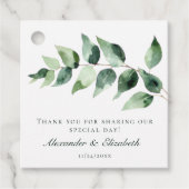 Waterverf Eucalyptus Bruiloft | Wit Bedankjes Labels (Voorkant)