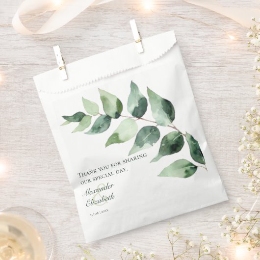 Waterverf Eucalyptus Bruiloft | Wit Bedankzakje (Geknipt)