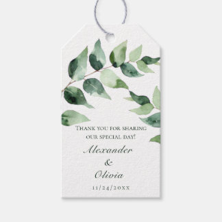 Waterverf Eucalyptus Bruiloft | Wit Cadeaulabel