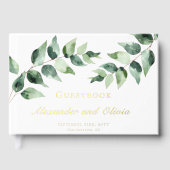Waterverf Eucalyptus Bruiloft | Wit Gastenboek (Voorkant)