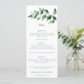 Waterverf Eucalyptus Bruiloft | Wit Menu (Staand voorkant)