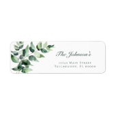 Waterverf Eucalyptus Bruiloft | Witte Adres Etiket (Voorkant)