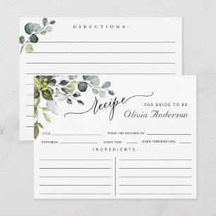 Waterverf Eucalyptus Bruiloftsontbijt Receptkaart Briefkaart