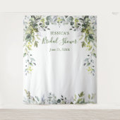 Waterverf Eucalyptus Bruiloftsshower Foto Achtergr Wandkleed (Voorkant)