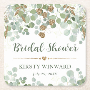 Waterverf Eucalyptus Bruiloftsshower Kartonnen Onderzetters