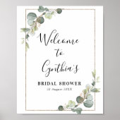 waterverf eucalyptus bruiloftsshower welkomstbord poster (Voorkant)