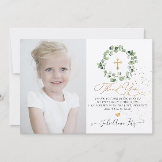 Waterverf Eucalyptus Communie Dank u Kaart (Voorkant)