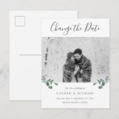 Waterverf Eucalyptus Crest Foto Datum wijzigen Briefkaart (Voorkant / Achterkant)