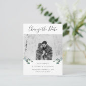 Waterverf Eucalyptus Crest Foto Datum wijzigen Briefkaart (Staand voorkant)