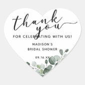 Waterverf Eucalyptus Dank Je Bruidsdouche Hart Sticker (Voorkant)