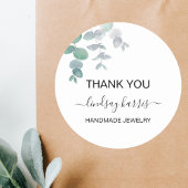 Waterverf eucalyptus dank u sieraden ronde sticker