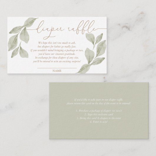 Waterverf Eucalyptus Diaper over begroting Informatiekaartje (Voorkant / Achterkant)