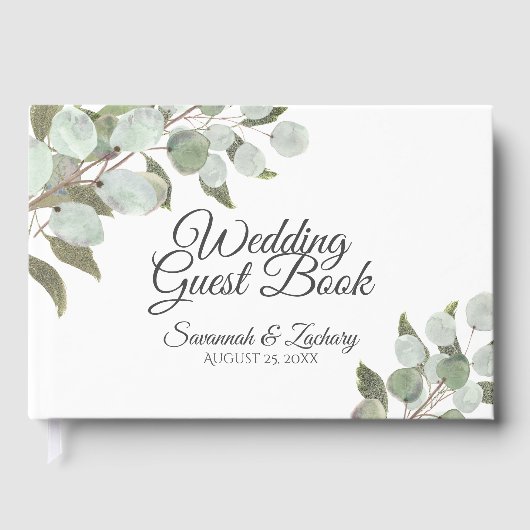 Waterverf Eucalyptus Elegant Boho Chic Wedding Gastenboek (Voorkant)