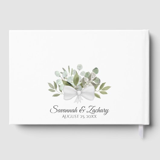 Waterverf Eucalyptus Elegant Boho Chic Wedding Gastenboek (Achterkant)