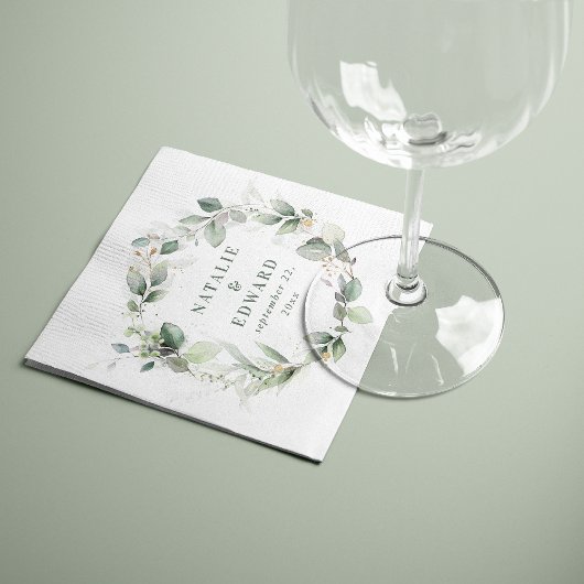 Waterverf eucalyptus elegant bruiloft gunst servet