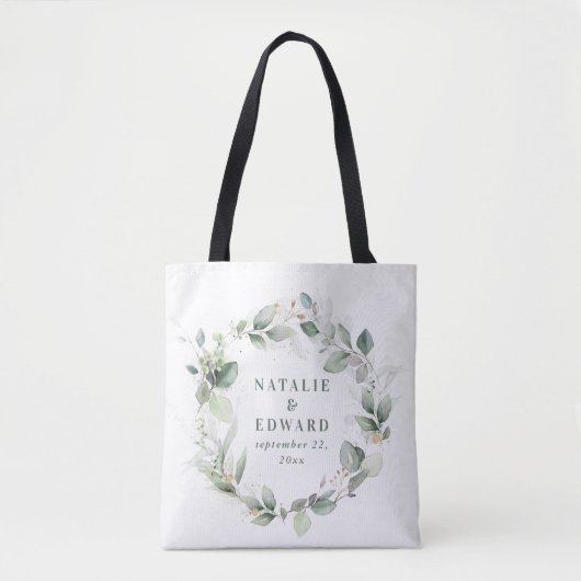 Waterverf eucalyptus elegant bruiloft gunst tote bag (Voorkant)