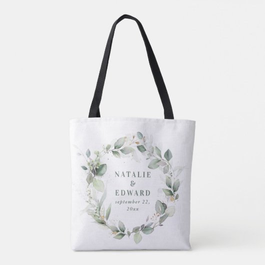 Waterverf eucalyptus elegant bruiloft gunst tote bag (Achterkant)