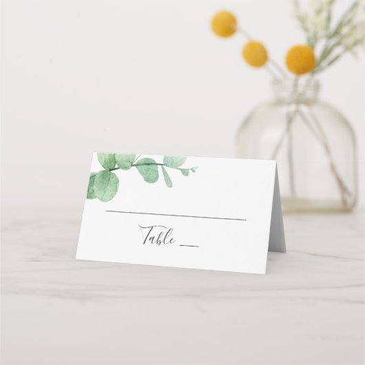 Waterverf eucalyptus. Elegant greenery bruiloft Plaatskaartje (Voorkant)