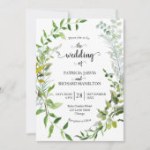 Waterverf Eucalyptus Elegant groen bruiloft Kaart (Voorkant)