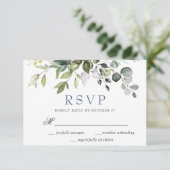 Waterverf Eucalyptus Elegant groen bruiloft RSVP Kaartje (Staand voorkant)