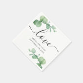 Waterverf eucalyptus. Elegant schrift huwelijk Servet (Hoek)