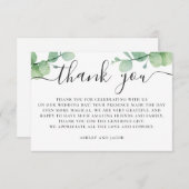 Waterverf eucalyptus. Elegant script bruiloft Bedankkaart (Voorkant / Achterkant)