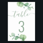 Waterverf eucalyptus. Elegant script bruiloft Kaart<br><div class="desc">Waterverf eucalyptus script trouwtafel nummer. Geschikt voor verjaardag,  jubileum en elk ander feest. Neem contact met me op als je extra items nodig hebt.</div>